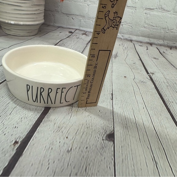 NWOT Rae Dunn Artisan Collection magenta Cream pet feeding water Bowl purrfect - Picture 6 of 6